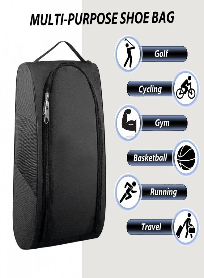 YKuzLx Portable Oxford Golf Shoes Bag, Sports Shoe Bag with Ventilation, Waterproof Travel Shoes Bag, Shoes Storage Organizer with Zipper Closuren for Outdoor, Sports, Golf, Travel, Gem (Black2) - Image 5